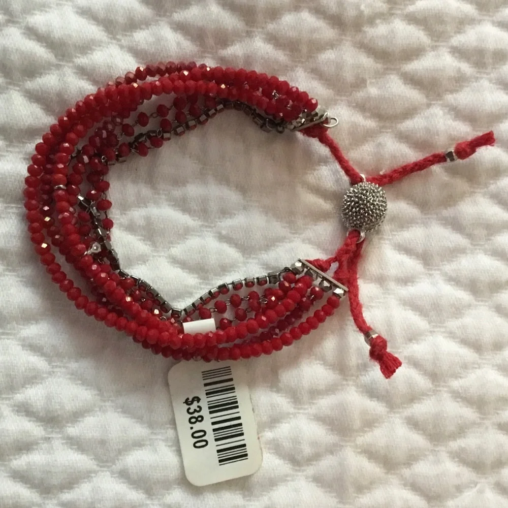 Anthropologie Shine Bright Beaded Bracelets  NWT. Red and Black - Picture 6 of 8